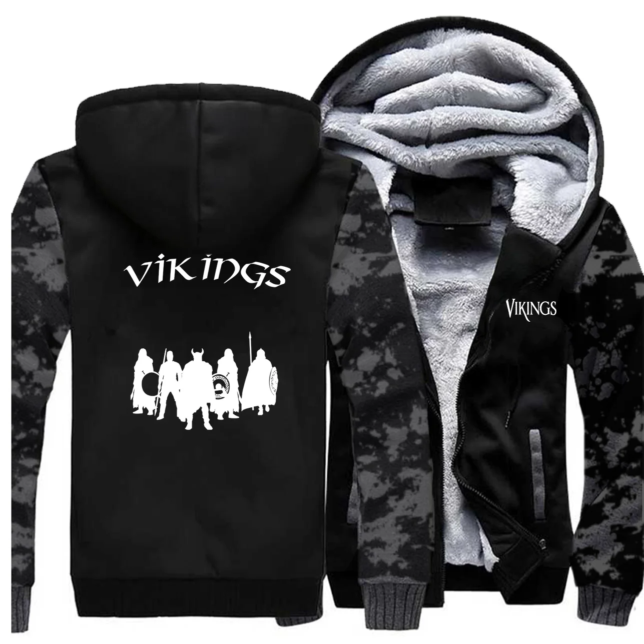 Vikings Мужское пальто, толстая камуфляжная зимняя толстовка с капюшоном, Флисовая теплая толстовка, жилет анархия, Толстовки, Толстовки, мужские куртки