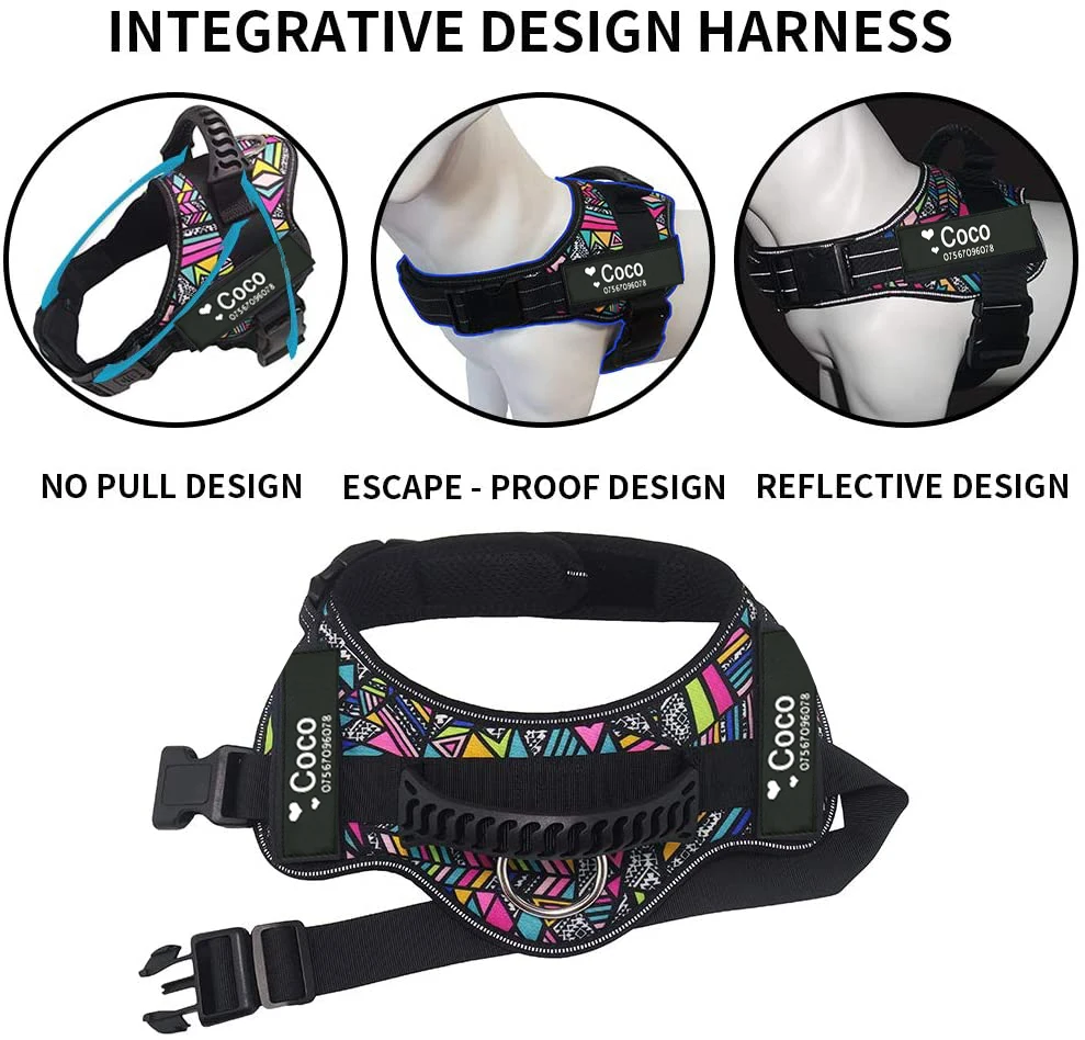 Dog Harness Customizable Tags Reflective Dog Collar No Pull Safe Training Walking Climbing Vest pet harness dog harness pet chest harness safety harness
