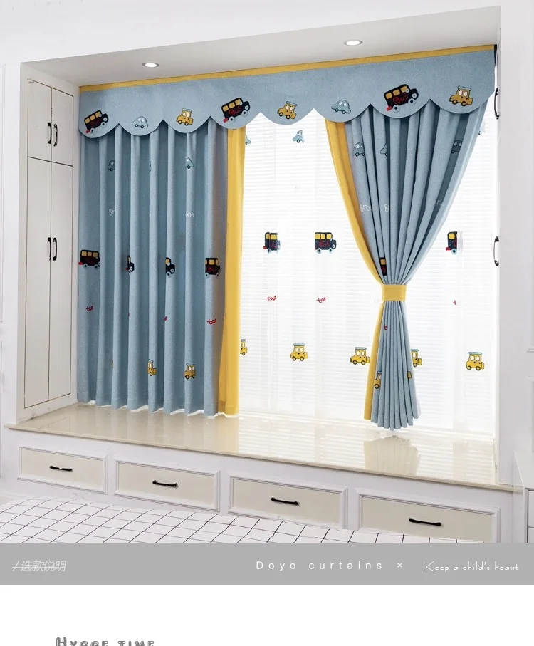 Modern Curtains for Living dining Room Bedroom Simple Cartoon Car Children's Room Curtains BoyBedroom Curtains French Window