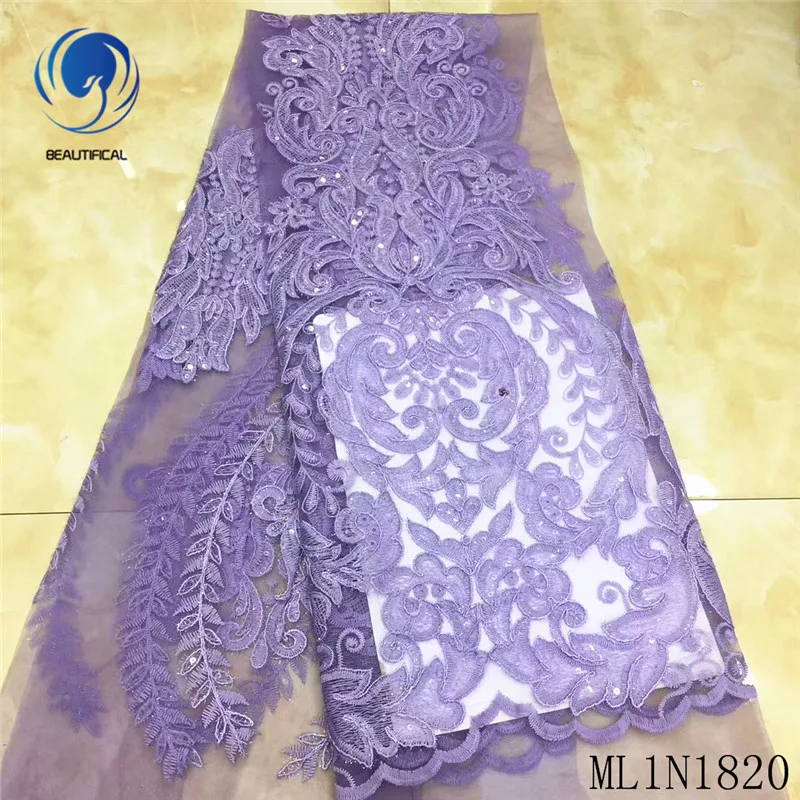 

BEAUTIFICAL African lace fabrics Latest embroidery design tulle lace with sequins 5yards nigerian net lace for dress ML1N1820
