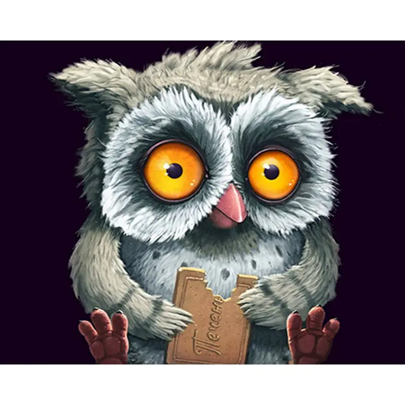 

RUOPOTY Painting By Numbers Frame Cookie owl Animals DIY Hand Painted Oil Painting Modern Wall Art Canvas For Home Decor gift
