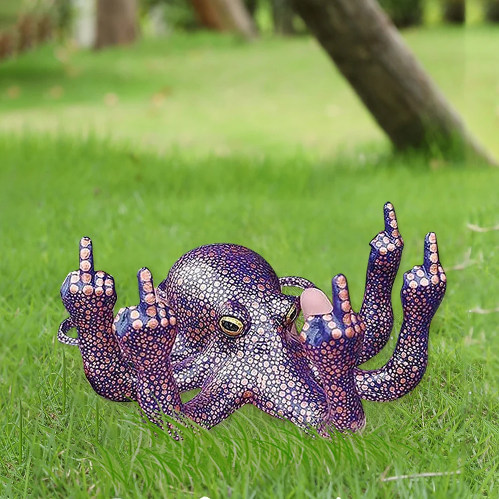 Sculpture Luminous Resin Outdoor Garden Home Decoration Octopus Statue Figurines 