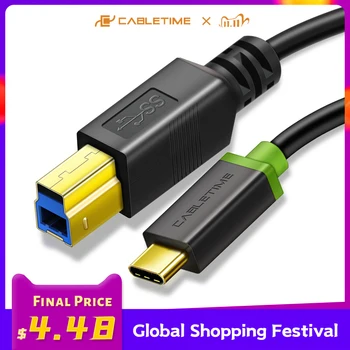 

CABLETIME USB C 3.1 to USB 3.0 B M/M Scanner Printer Cable 2m Type C to Type B Charging Cord for Computer PC Laptop C002