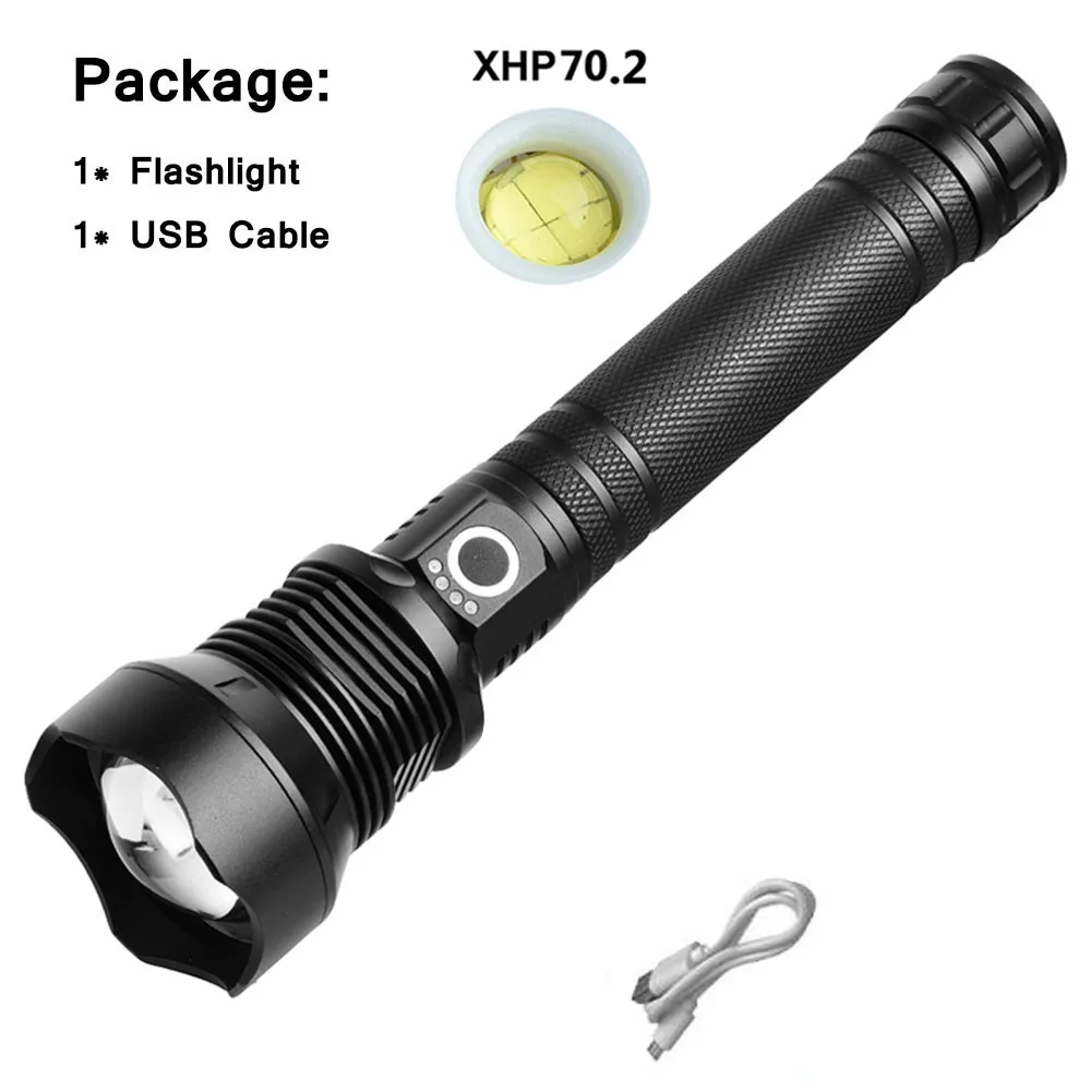 Сверхмощный мощный светодиодный фонарик XHP70.2 XHP50 с usb-зарядным зумом 18650 26650 батарея охотничья лампа фонари напоминание о мощности - Испускаемый цвет: C