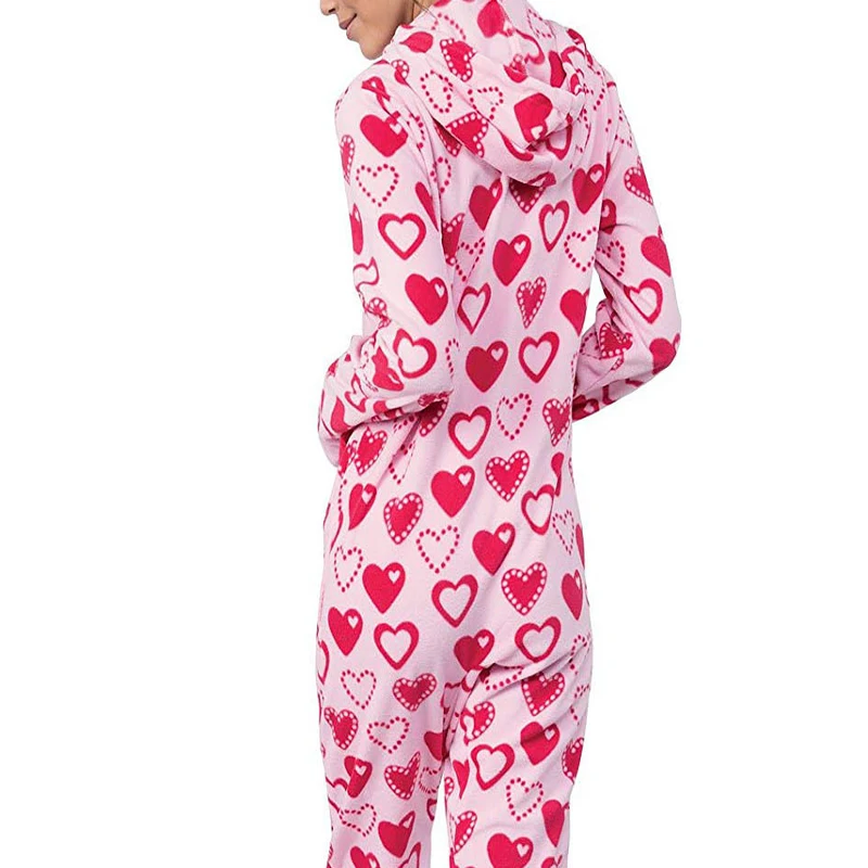 Autumn And Winter Coral Velvet Onesies Jumpsuit Pajama Casual Keep Warm Soft Pajamas Suit Cute Pink Love Homewear Nightwear