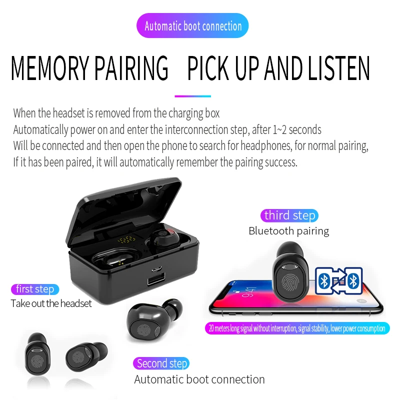 TWS G10 водонепроницаемые bluetooth-наушники 5,0 Touch control Беспроводные наушники с шумоподавлением бинауральные наушники с микрофоном