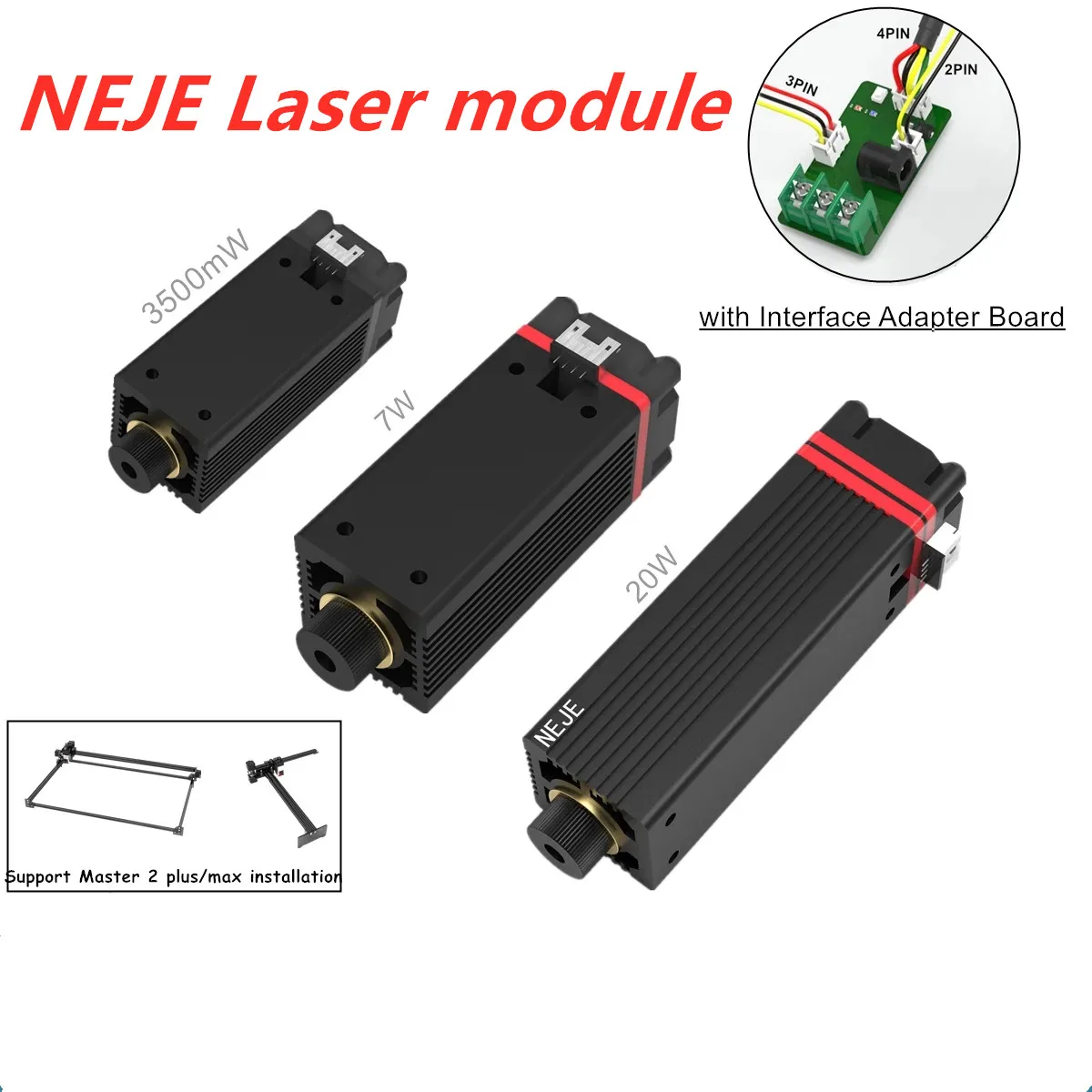 NEJE 20W/7W/3500mW Laser Module Head Kits for DIY CNC Laser Cutter