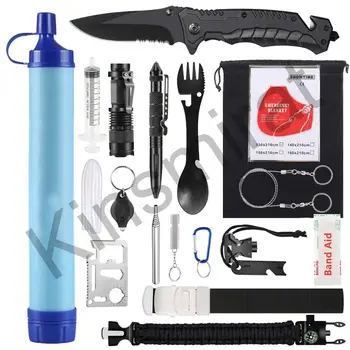 

Camping Accessories Emergency Kits Outdoor Survival Gear Kits with Water Filter for Camping Hiking Adventures Backpack Fishing