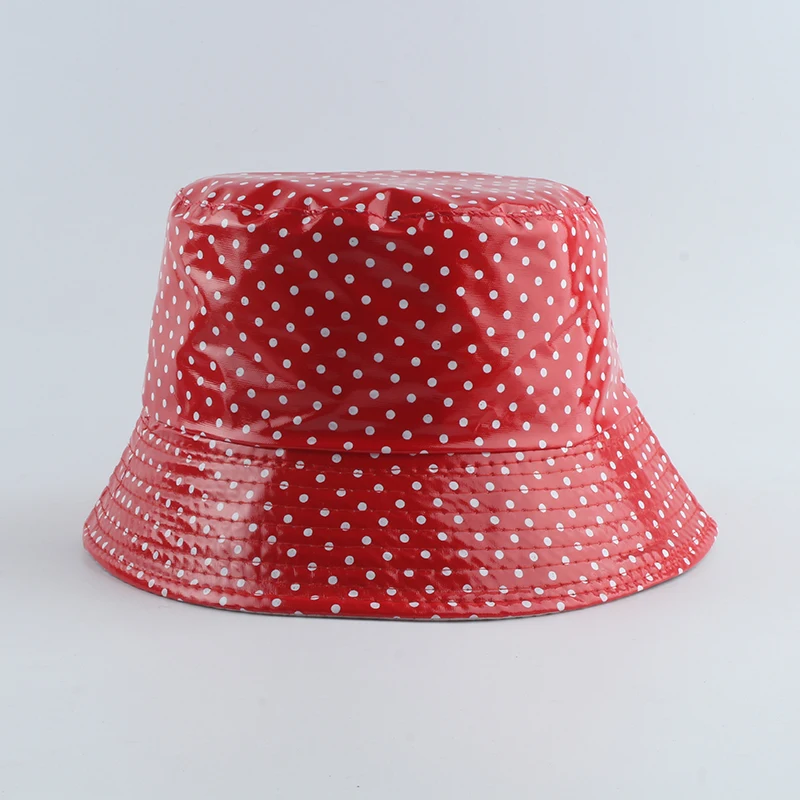 Leather Dot Print Two side Reversible Bucket Hat Waterproof Fishing
