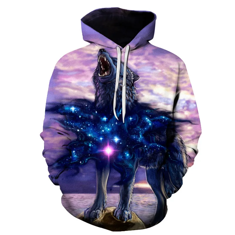 2020 New Fashion Wolf Hoodies Men/women 3d Sweatshirts Print Double Hoody Hooded Tracksuits Tops | Мужская одежда
