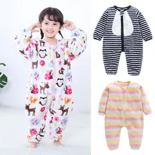 Зимний теплый Детский комбинезон для маленьких мальчиков и девочек; плотный теплый фланелевый спальный мешок; комбинезон; Рождественский костюм; комбинезон