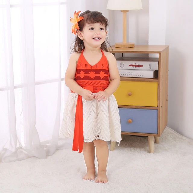 Um pedaço de verão vaiana vestido da menina do bebê infantil festa  aniversário moana princesa fofo praia do vintage vestido crianças conjunto  roupas - AliExpress