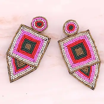 

2019 New Design Oorbellen Voor Vrouw Handmade Crystal Beads Earrings For Ladies party Gifts Wedding Geometric Brincos Jewelry