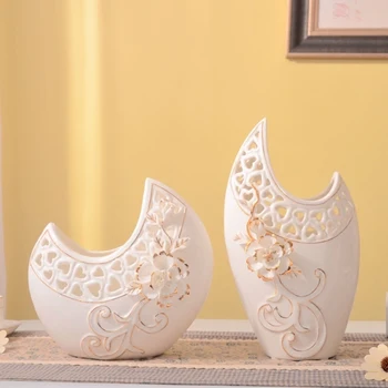 

Ceramic Flower Vase Floral Hollow Ornaments Modern Minimalist Countertop Living Room Home Decoration Vase for Wedding Decoration