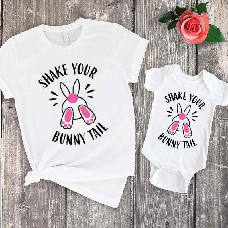 2020 одежда для мамы и меня семейная футболка с надписью shake your bunny tail mama топы