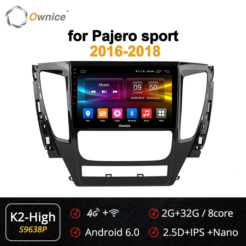 Ownice " автомобильный Dvd для авто радио Gps навигации стерео для Mitsubishi Pajero Montero Sport Android 9,0 автотранспортных средств DSP - Цвет: S9638 K2-High