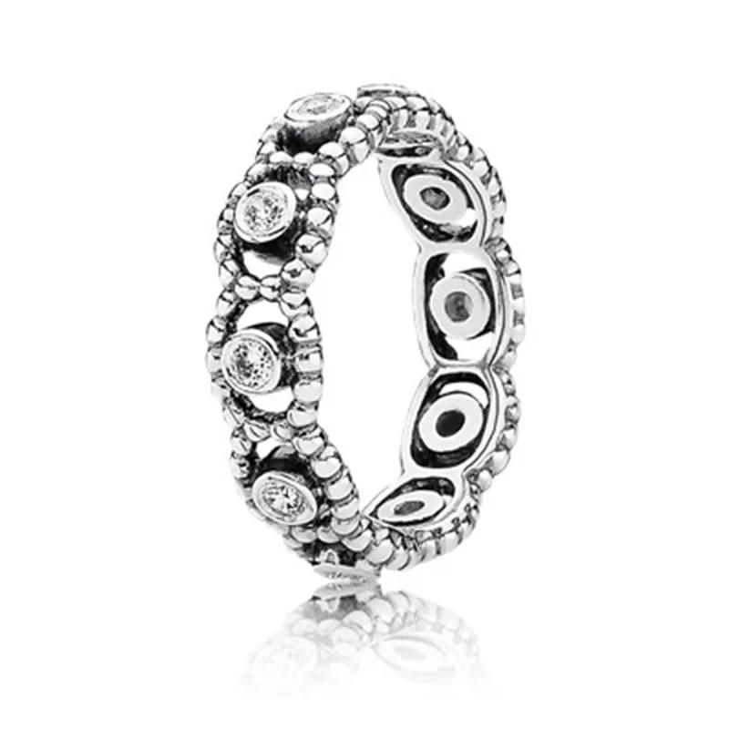 

NEW 1:1 925 Sterling Silver Princess Silver Ring Fit diy Original Charm rings Free mail