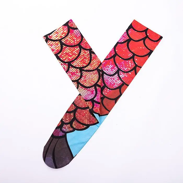 Женские носки с принтом русалки, Гольфы 50 см, повседневные носки, как на картинке