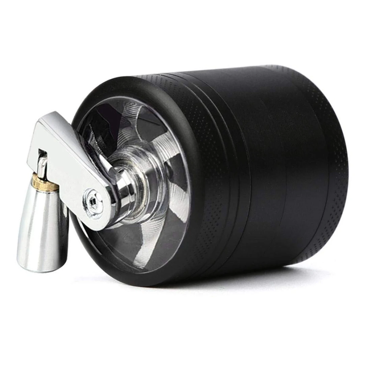 4-layer Zinc Alloy Metal Herb Crusher Grinder with Mill Handle Spices Grinder Tobacco Leaf Crusher Smoke Muller