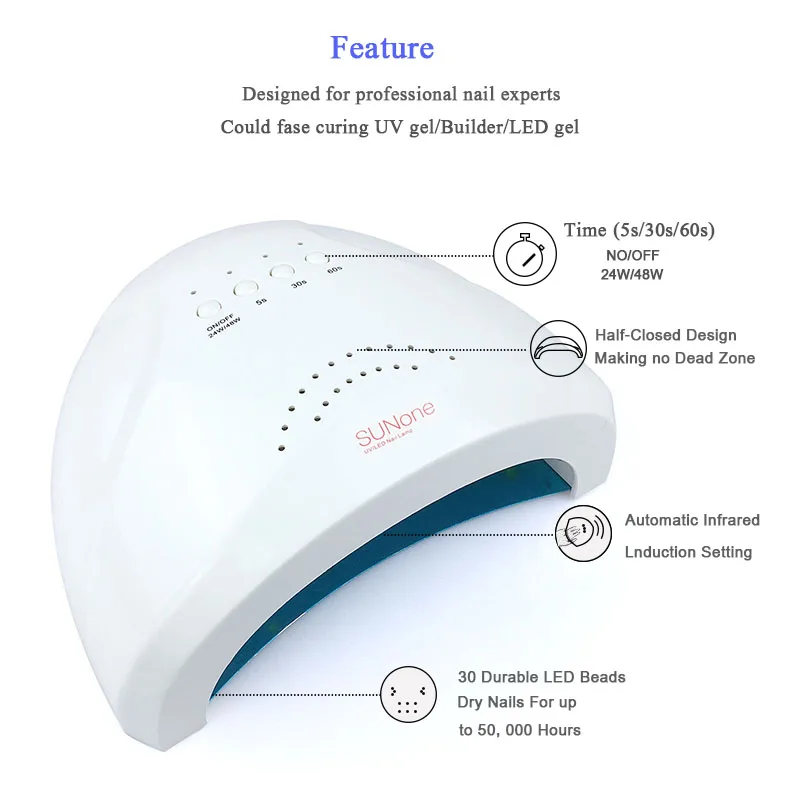 Online SUNone 48W UV Lampe Gel Nagel Trockner LED Weiß Licht für Nägel Maschine Nagel Aushärtung Lampe für Gel Polnisch nail art Werkzeuge Freies Verschiffen