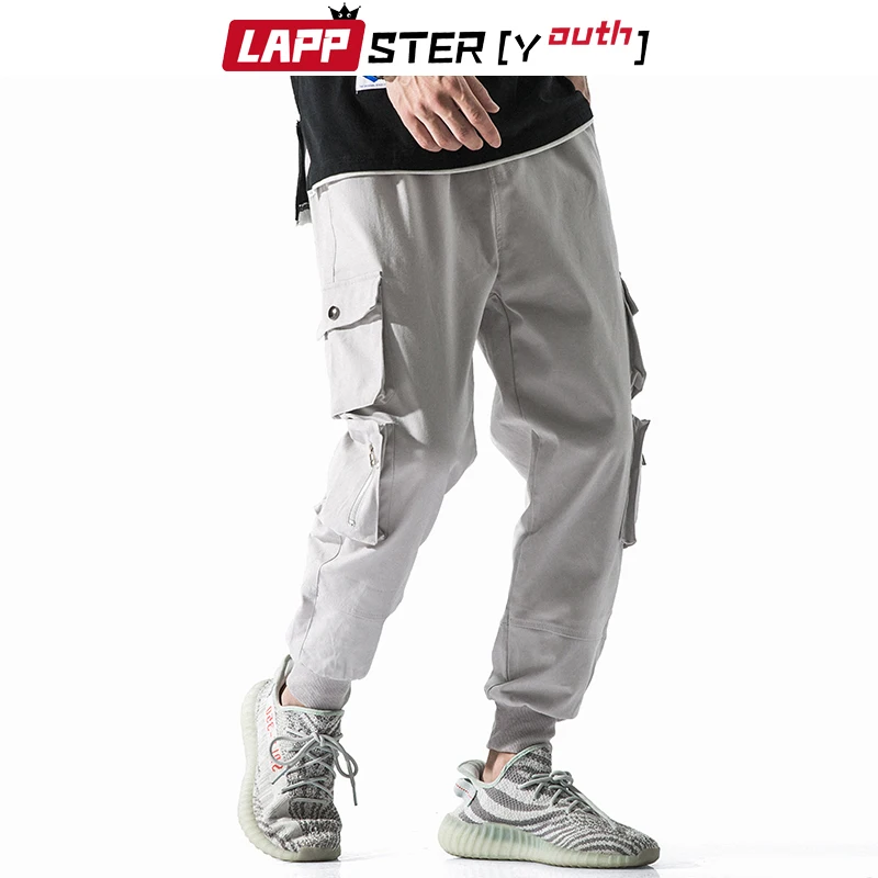 LAPPSTER-Youth Men Streetwear Hip Hop Joggers Pants Mens Harajuku Black Cargo Pants Male Fashions Black Pockets Track Pants