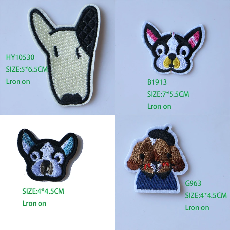 

3D Colorful Colorful dog head Patch for Clothing Iron on Embroidered Sewing Applique Cute Sew On Fabric Badge DIY Apparel