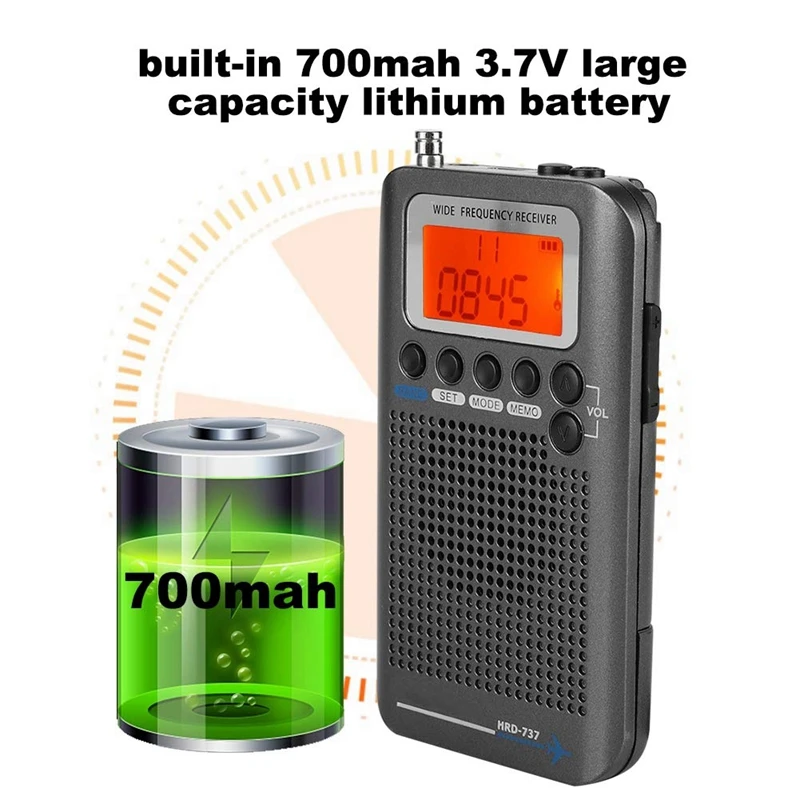 Топ Портативный радиоприемник для самолета AAAE Полнодиапазонный AIR/FM/AM/CB/SW/VHF ЖК