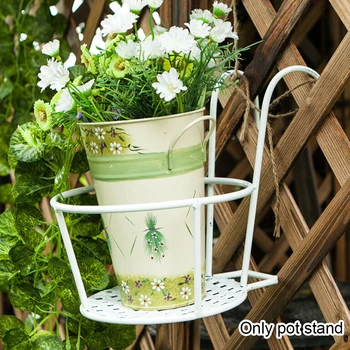 

Round Flower Pot Iron Rack Bonsai Portable Outdoor Hanging Basket Storage Patio Railing Garden Decoration For Plants Balcony