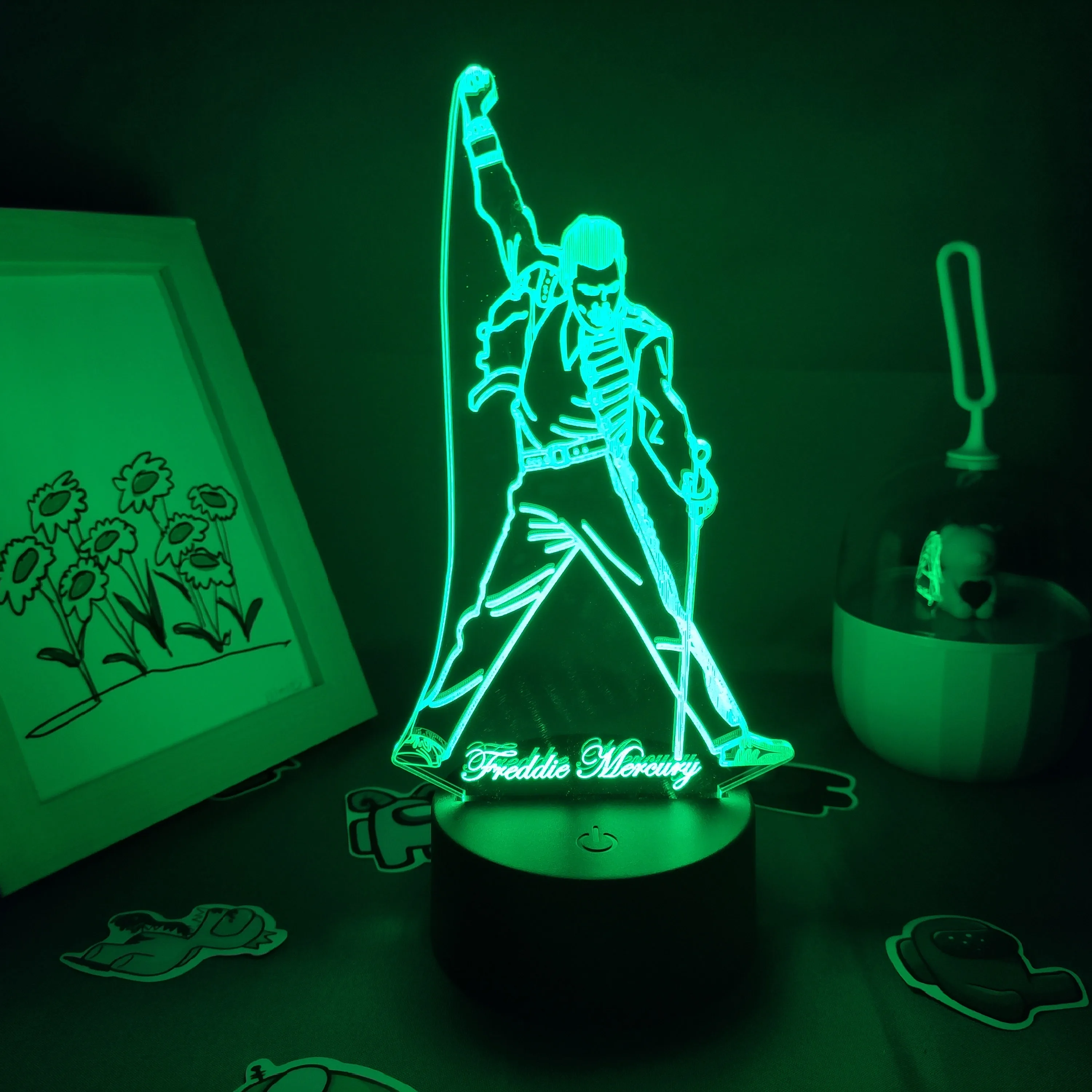 led night light 3D Figure Queen lead singer Freddie Mercury led illusion Night lights creative cool gift for friends child lava lamp Desk decor holiday nights of lights