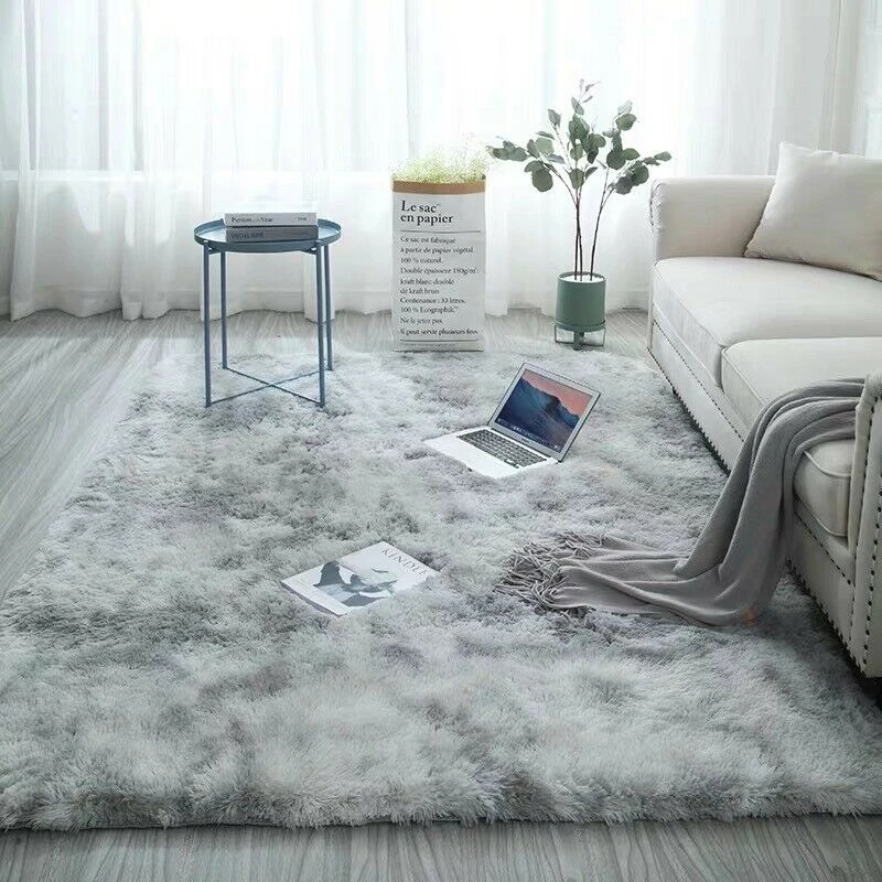 2 Fashion European Long Hair Bedroom Fur Carpet Bay Window Bedside Mat Washable Personality Blanket Gradient Color Living Room Rug - Цвет: 2