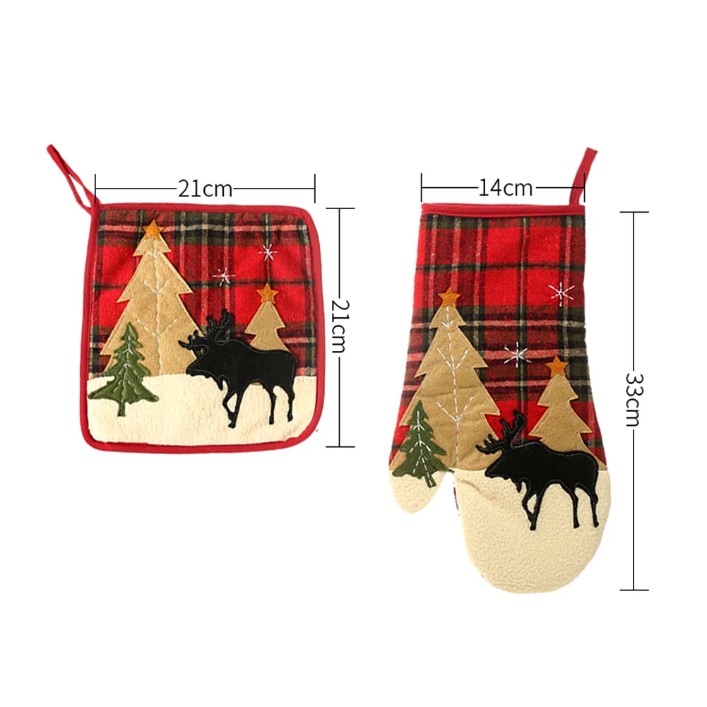 1Pc Christmas Print Heat Resistance Microwave Oven Glove Tableware Pad Cushion Kitchen Tool Cute Xmas Decoration