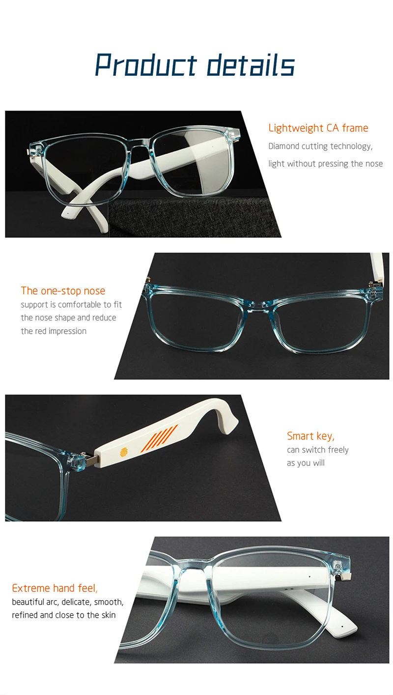 TWS Smart Glasses With Bluetooth 5.0 Wireless Waterproof Sunglasses for Driving Anti-blue Light Anti-UV Photochromic Eyewear