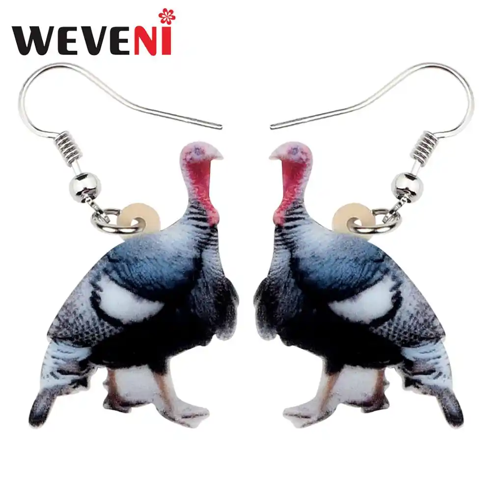 Weveni acrílico ação de graças peru preto frango galo galinha brincos gota balançar decoração jóias para mulher menina adolescente charme presente
