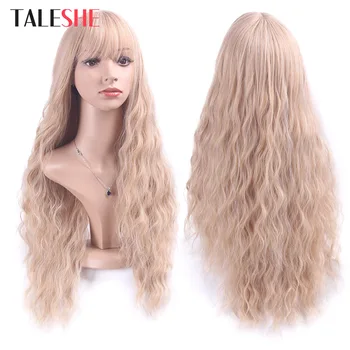 

Long Blonde Wigs with Bangs Water Wave Natural Wavy Hair Synthetic Wig for Women African American Lolita Cosplay Party