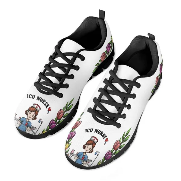 FORUDESIGNS/Лидер продаж; узор с изображением сиделки; женские повседневные кроссовки на плоской подошве; Женская Удобная Обувь для медсестер из мультфильма; светильник для девочек - Цвет: HXA240BAQ