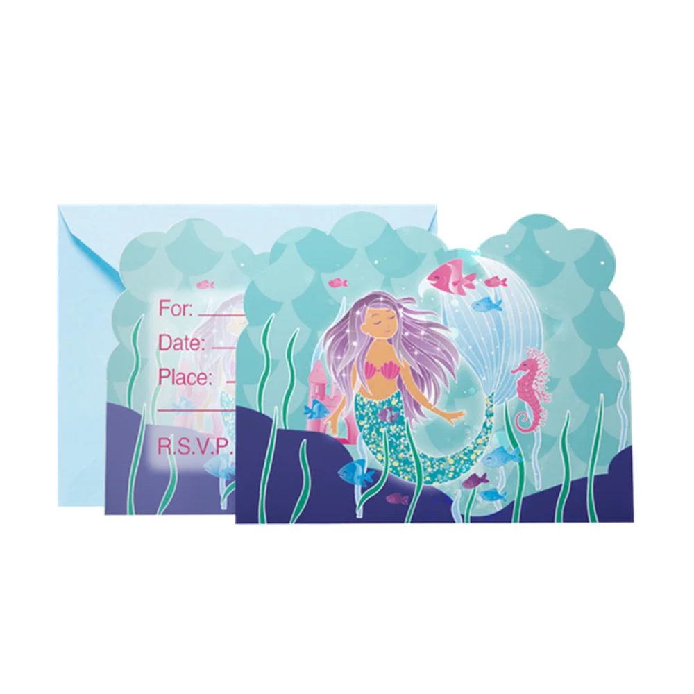  Party invitation card party supplies mermaid pattern fun invitation card baby birthday disposable t - 4.00023E+12