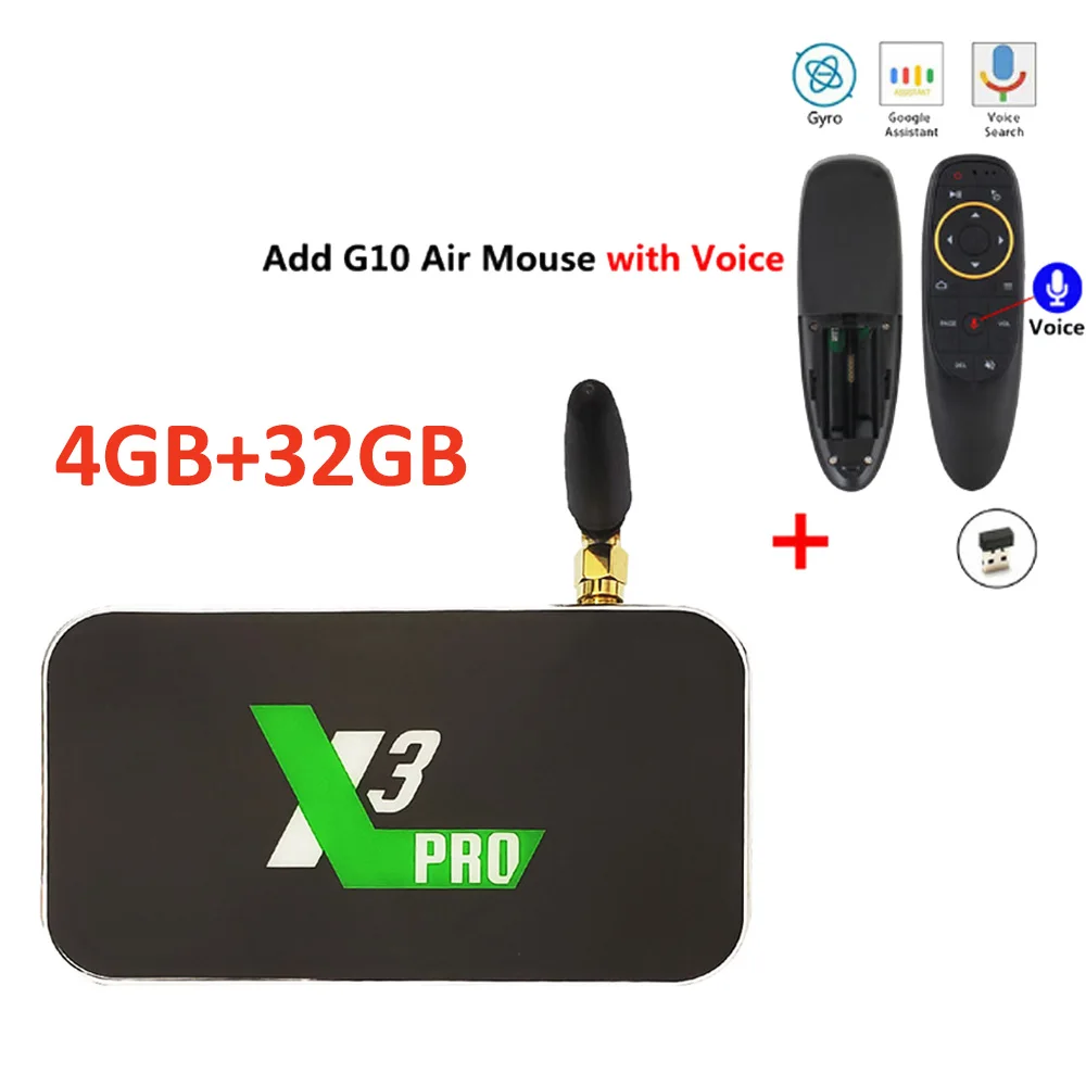 X3 PRO X3 cube Amlogic S905X3 Android 9,0 tv Box 2 ГБ 4 ГБ DDR4 16 ГБ 32 ГБ rom 2,4G 5G WiFi 1000M LAN Bluetooth 4K HD медиаплеер - Цвет: X3 Pro add G10