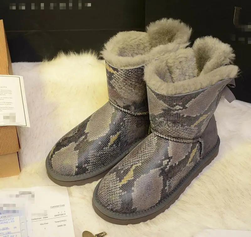 

Nice Women Snow Boots Print Fashion Boots High Quality Australia Classic Women Snow Boots Women Cow Suede Winter Classic Boots