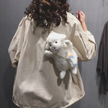 

Sweet Plush Sheep Cute Girl Shoulder Bag 2020 Cartoon Animal Fashion Women Ladies Crossbody Bag Fur Hairy Female Young Student