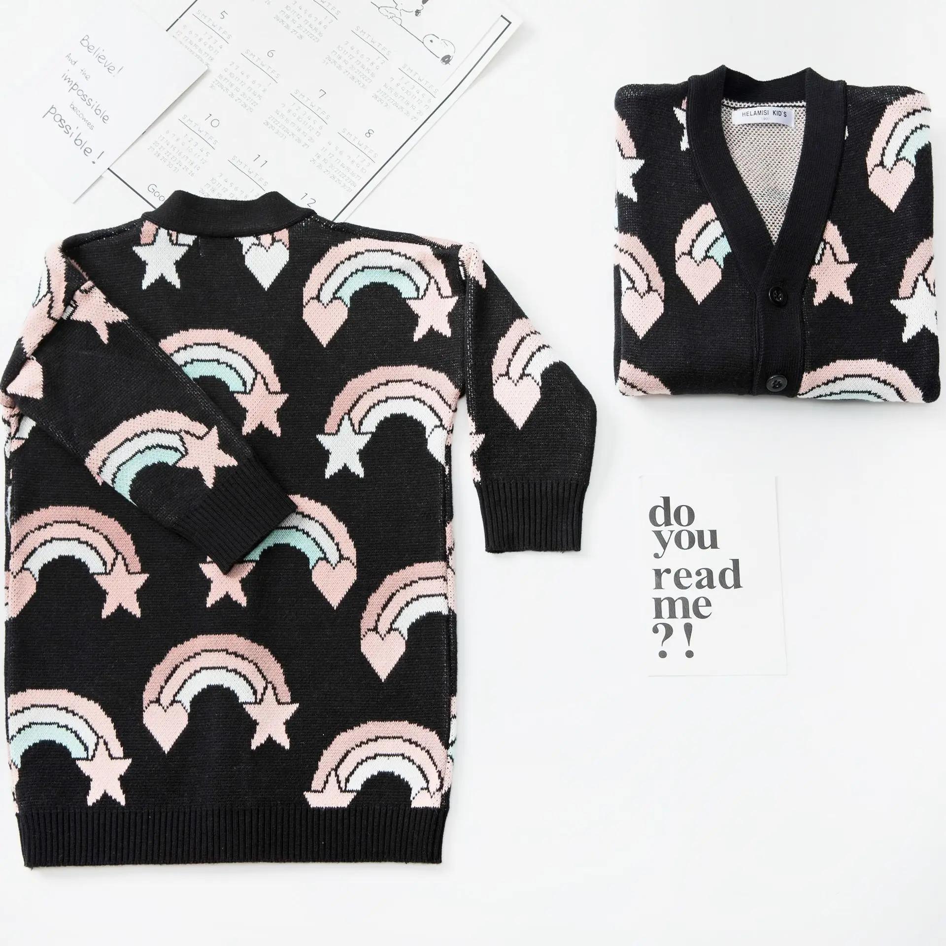 Goede Kids Jongens Meisjes Uitloper Gebreide Regenboog Patroon Cartoon Baby Meisjes Jongens vesten