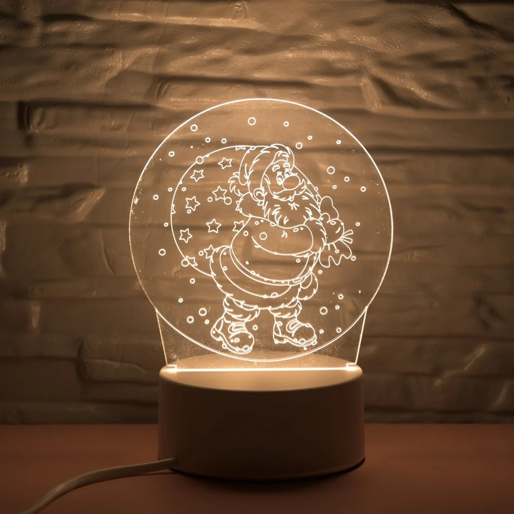 EU Plug LED 3D Lamp Illusion Switch Night Light DIY Acrylic Night Light Warm White Home Decor Atmosphere Christmas Gift lantern