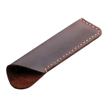 

Retro Leather Pen Holder Rounded Corner Ballpoint Pen Protective Sleeve Cover Straight Stiched Handmade Fountain Pouch For Pen