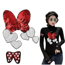 Блестки, нашивки на заказ, бант, сердце, сделай сам, с ним, женская одежда, аксессуары, Аппликации, железные нашивки для одежды, наклейки