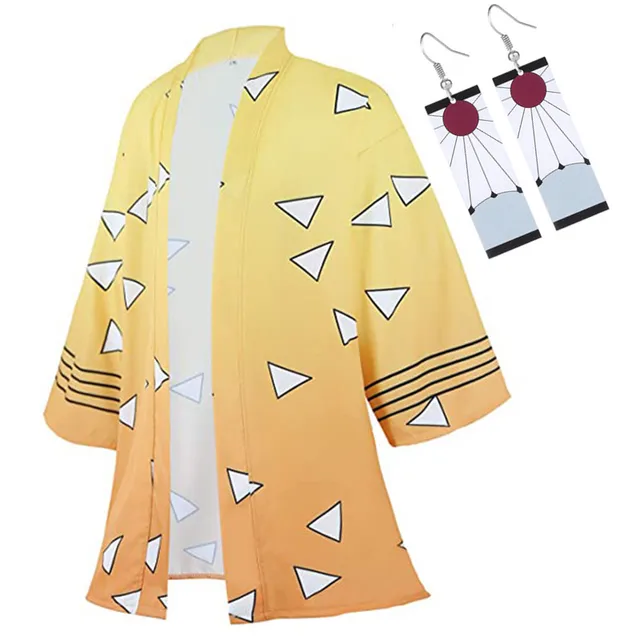 Demon Slayer Kimetsu No Yaiba Haori Kimono Cosplay Costume Agatsuma Zenitsu Kochou Shinobu Summer Coat Shirt Anime Clothing A1
