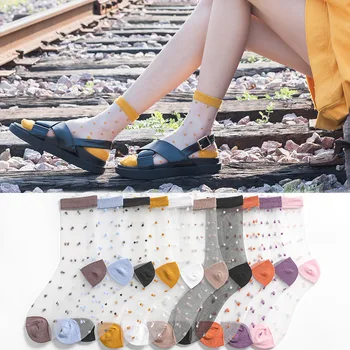 

New wave point transparent crystal socks Socks Spring summer Fashion Cute Short Socks For Women Ankle Funny Korean Style Socks