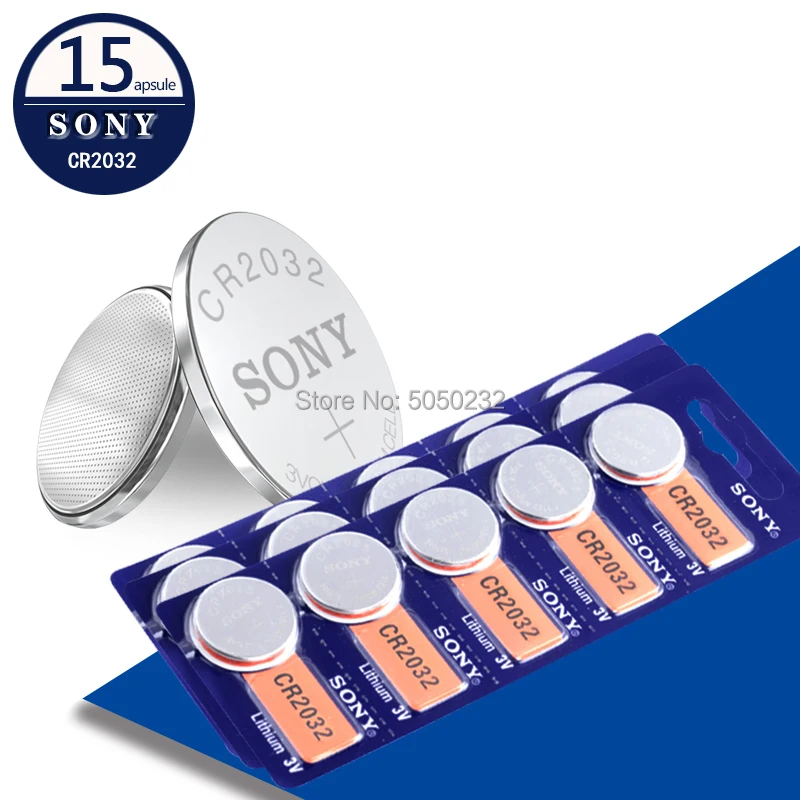 Оригинальный sony 15 шт. cr2032 DL2032 ECR2032 5004LC KCR2032 BR2032 3v кнопка батарея литиевая для часов