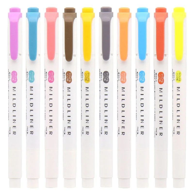 

5pcs Mildliner Double Headed Highlighter Set Japanese Stationery Marker Colored Drawing Marking Pens for School Office Supplies