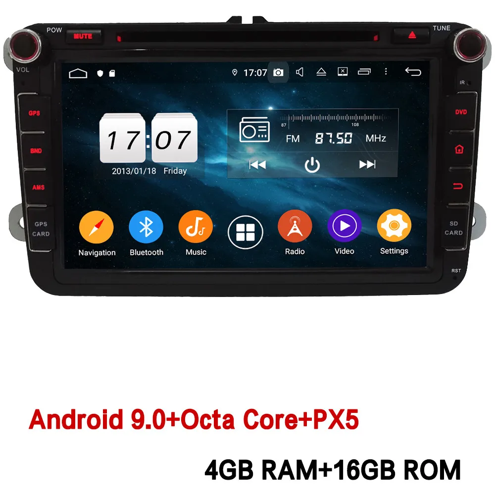 4GB RAM x 16GB ROM Klyde ips 4G Android 9 Восьмиядерный 4 Гб+ 64 Гб DSP BT автомобильный DVD мультимедийный плеер радио для Volkswagen T5 CC Eos Golf Polo Beetle Caddy - Цвет: 4GB RAM x 16GB ROM
