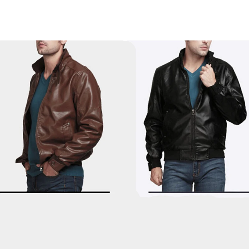 

2019 motorcycle Black faux leather jacket men men's leather jackets jaqueta de couro masculina clothes mens leather coats