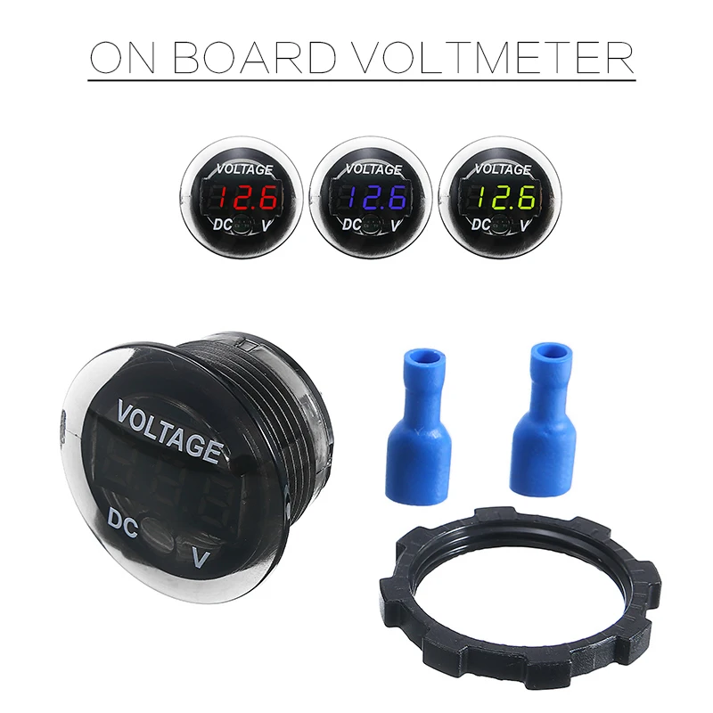 12V-24V Car Motorcycle Universal Waterproof Mini LED Digital Display Voltmeter Red/Green/Blue Light Digital Display